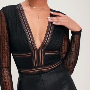 Black sheer lace bodysuit